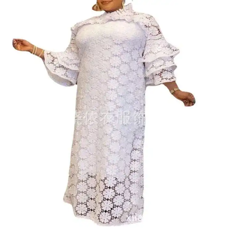 2025 Falda de longitud media, cintura alta, temperamento de encaje dulce, vestido blanco para ir al trabajo