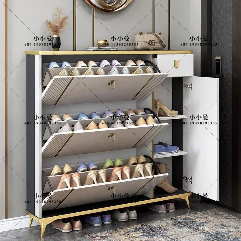 Customizable Rotating Ultra-Thin Wooden Shoe Cabinet, Foldable Entrance, Home Furniture, Rotating Shoe Rack Storage Cabinet