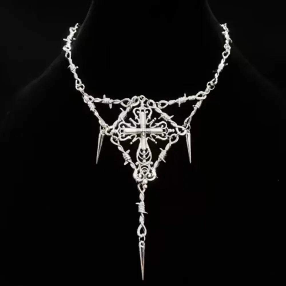 فاسق شوكة برشام قلادة للرجل امرأة الرجعية الهيب هوب سلسلة الترقوة الإناث Y2K مجوهرات الساخن فتاة المختنق اكسسوارات بالجملة