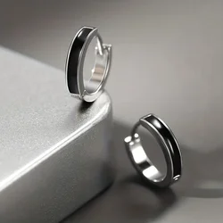 925 Sterling Silver Pin Men's Daily Wear Hypoallergenic Fashion Black Gel Earrings for Men and Women Accessories