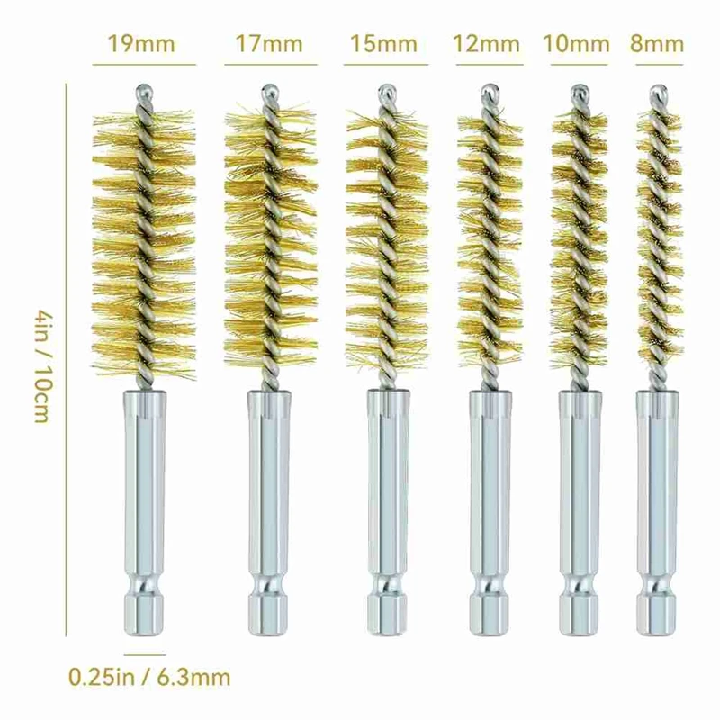 9 Piece 1/2 Inch 3/4 Inch 1 Inch Copper Pipe Cleaner For Power Drill, Tube Cleaning Brush,With Copper Wire Bore Brushes-AT64