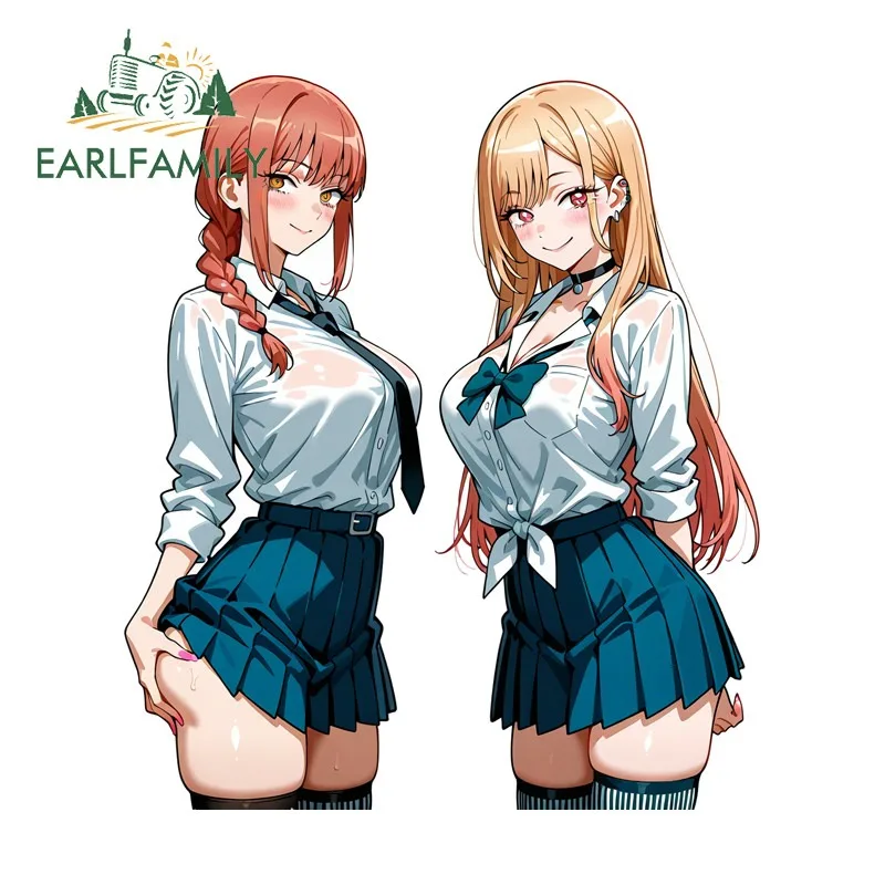 EARLFAMILY Chainsaw Man Makima Kitagawa Car Sticker Humorous Motorcycle Racing Drifting Truck JDM Decal Waterproof Decoration