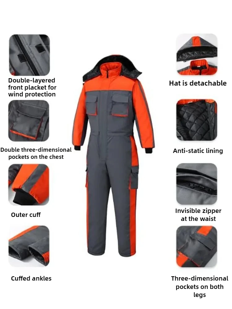 Winter Motorcycle Riding Suit One-piece Men's Thickened Cotton Water-proof Tooling Cold-proof Work Clothes