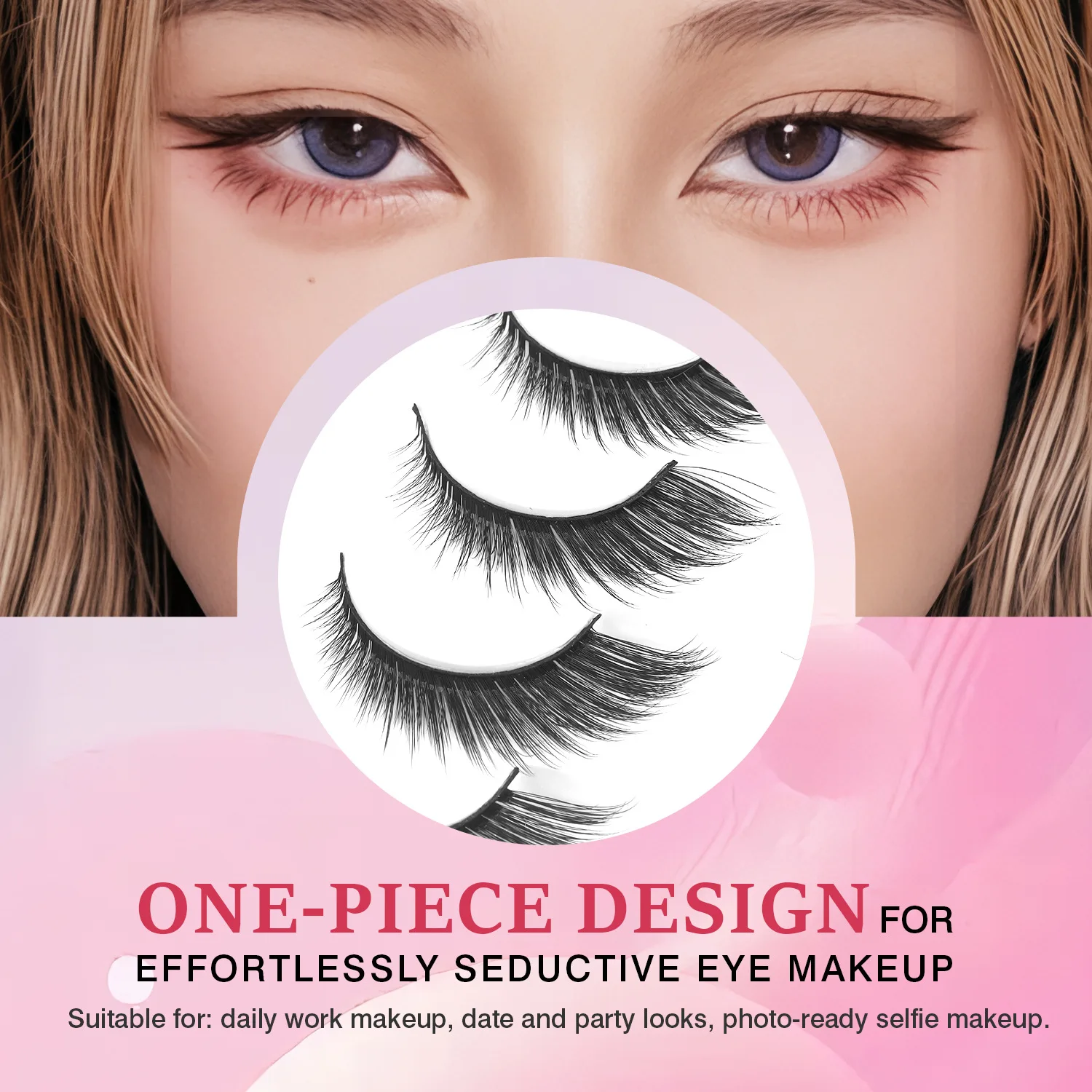 7ペアのふわふわしたヨーロッパとアメリカのつけまつげ、ワンピースフォックスピュアディザイア、日本のつけまつげタイプ、ナチュラル