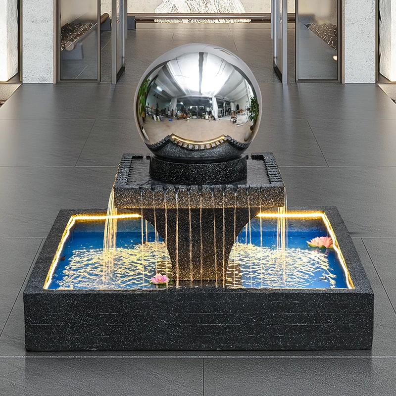 custom.Round Stainless Steel Outdoor Fountain Yard Garden Decoration Large Fountain Waterfall Concrete Fountains Pon