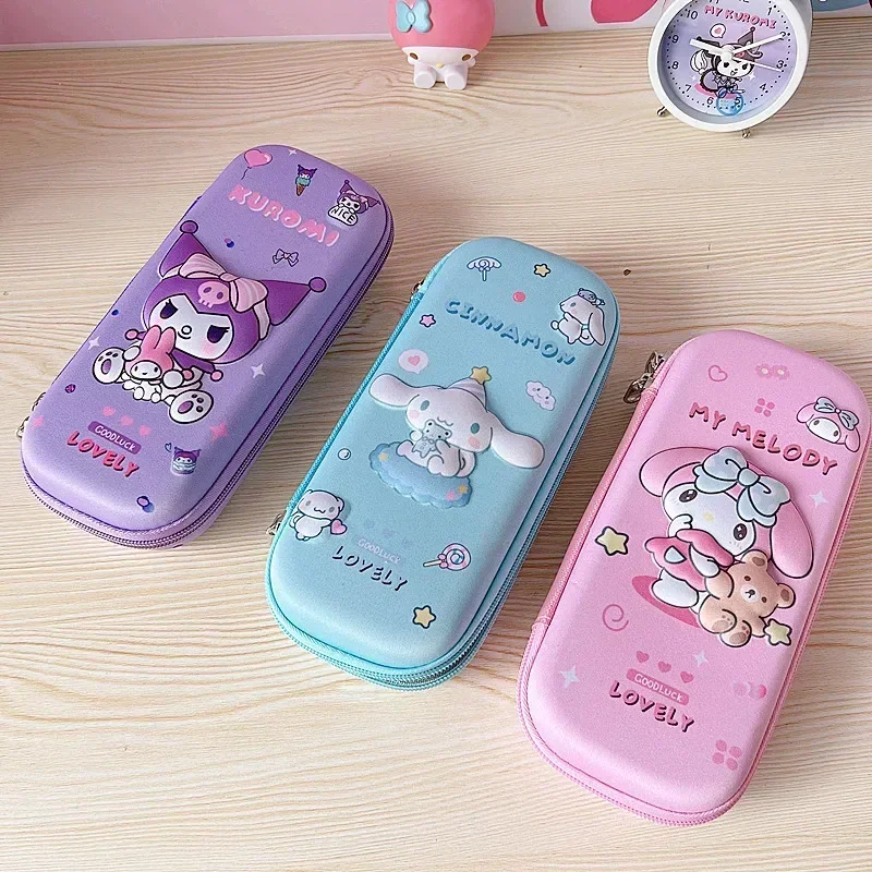 3D Action Figure Pattern EVA Pencil Case Anime Hello Kitty Student Kuromi Waterproof Pencil Box Kawaii Child Pencil Bags