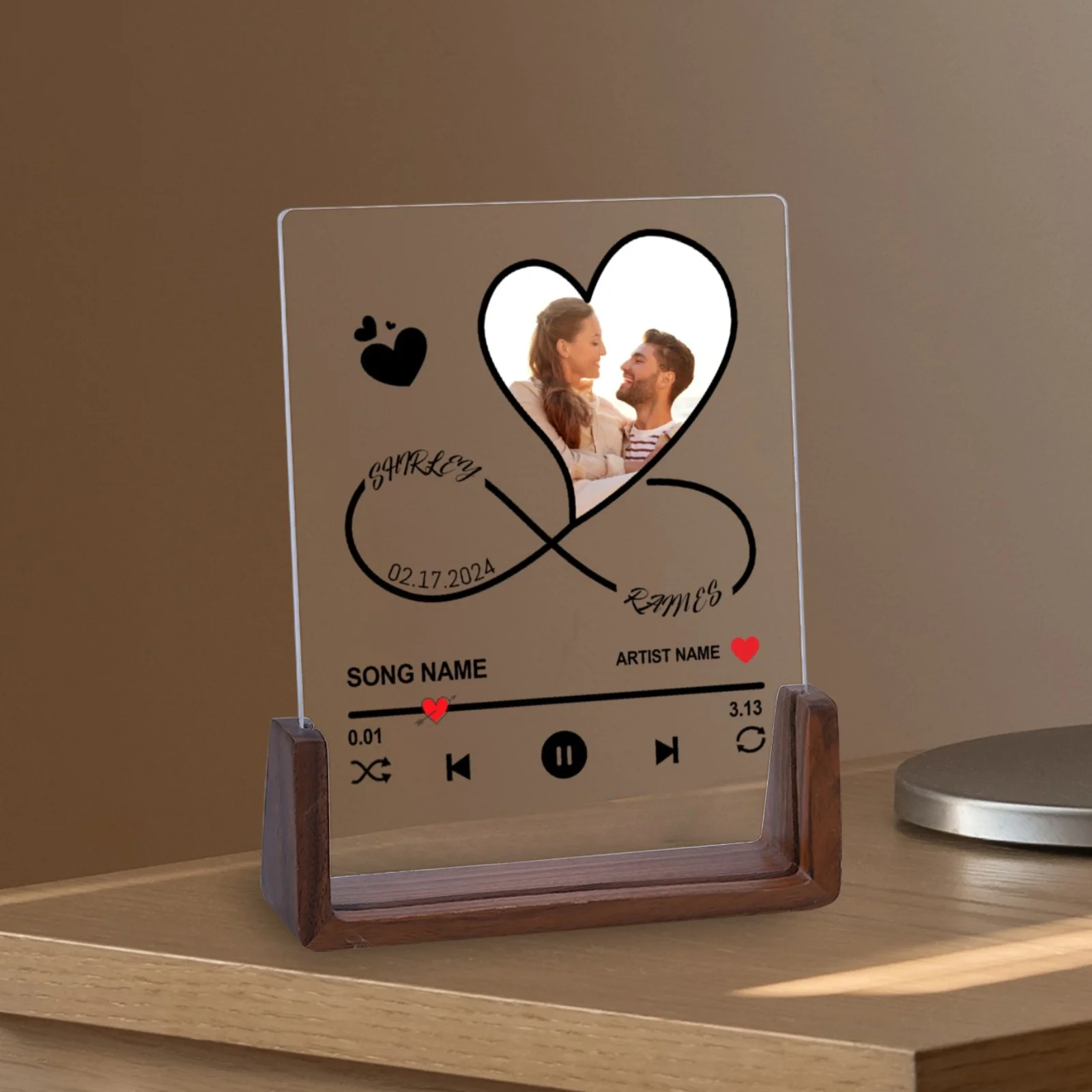 Customized Acrylic Song Picture Frame with Stand Personalized Valentines Day Gift for Couple Custom Music Code Photo Plaque