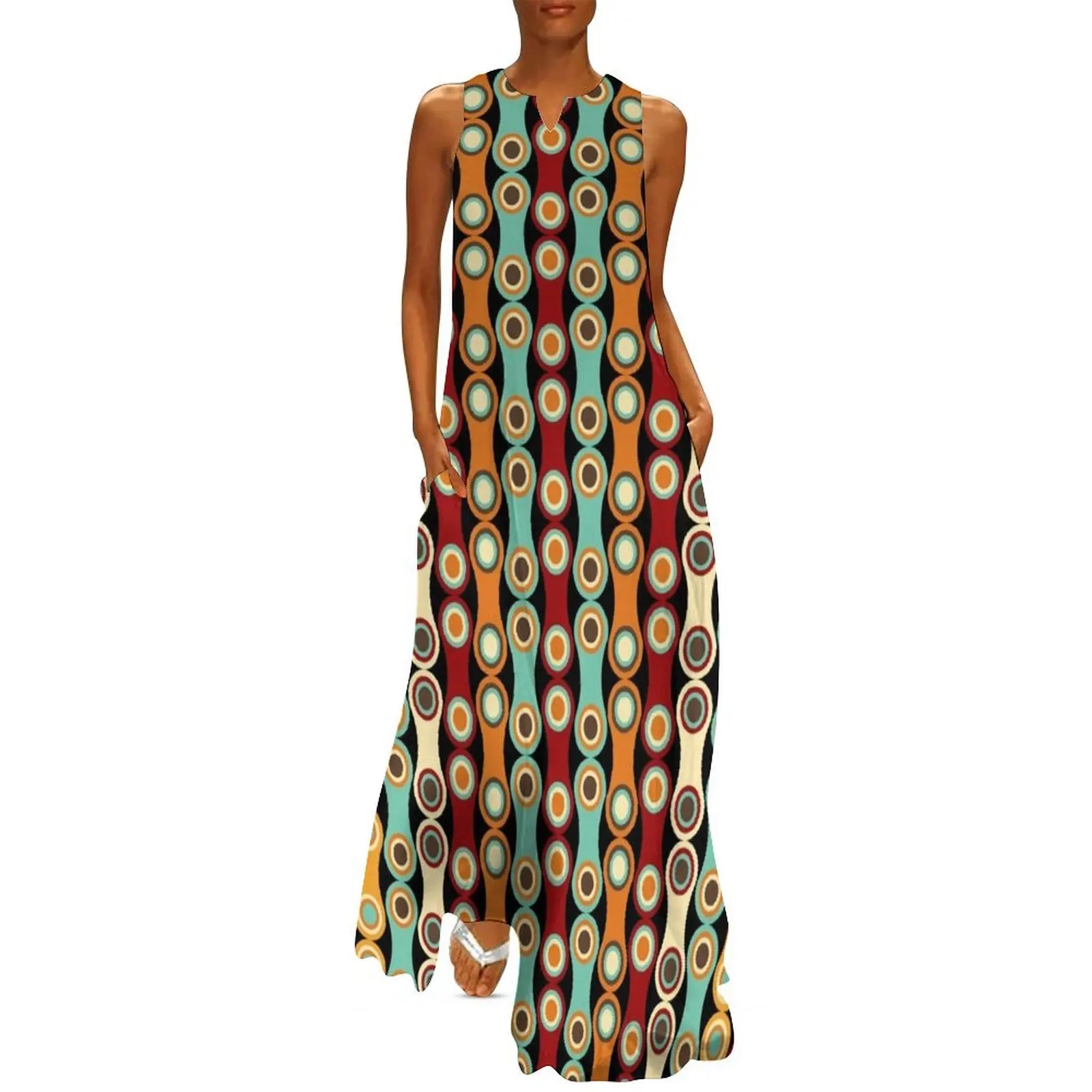 

1970's Style Retro Bohemian Seventies Vintage Pattern Long Dress Women's dresses prom dress 2025 Dress