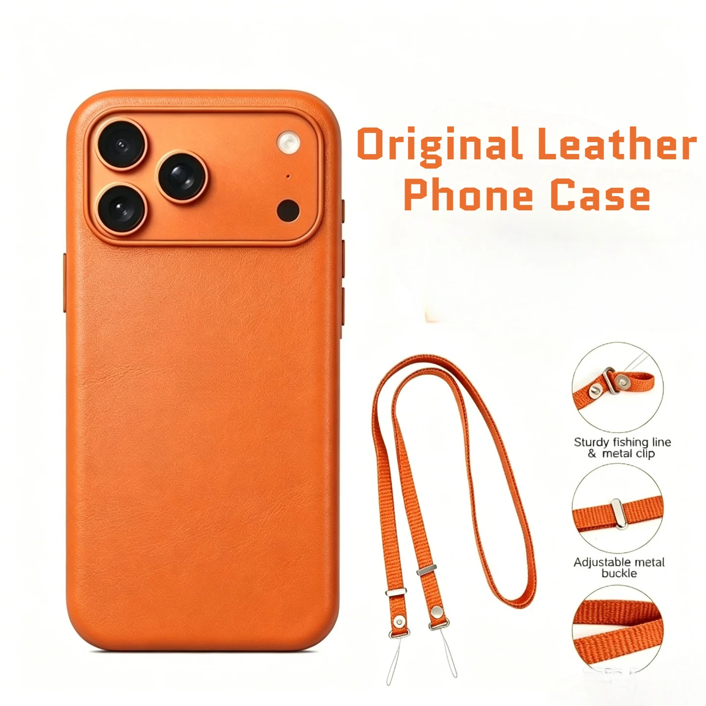 

1:1 Original Premium Leather For Magsafe Case For IPhone 17 ProMax Animation Pop‑Up AI Button Anti‑Drop Adjustable Lanyard Cover