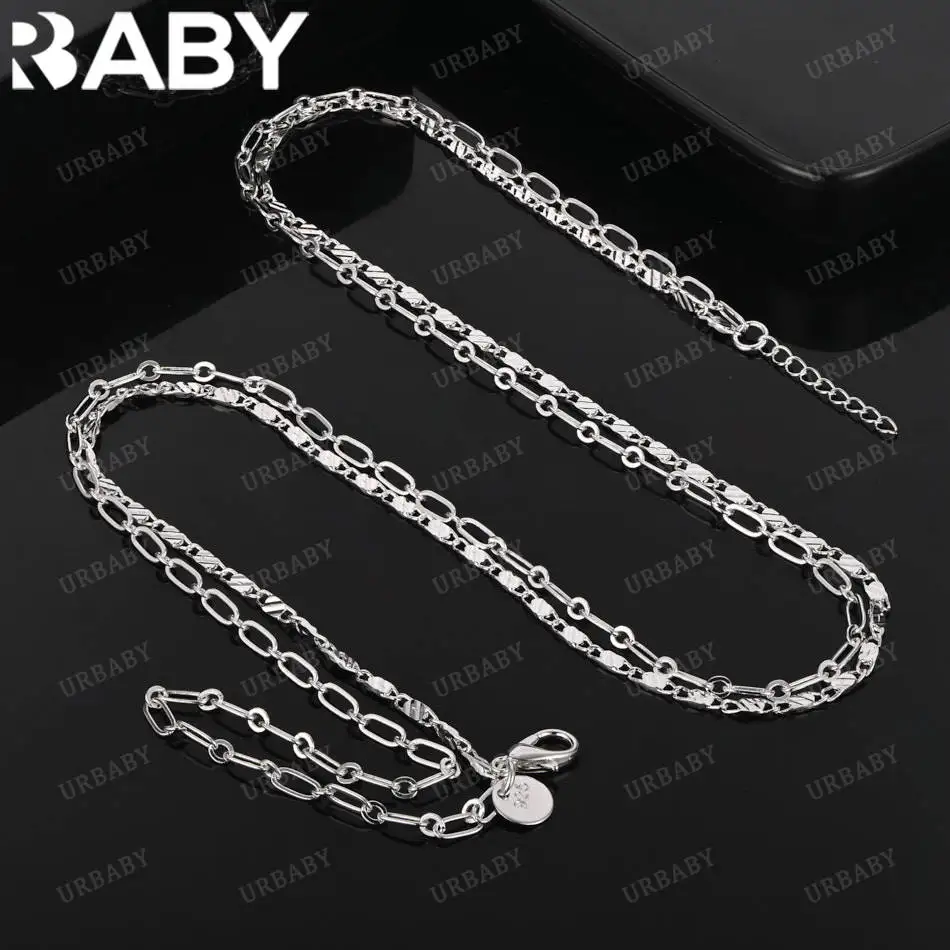 

URBABY 925 Sterling Silver Double Chain Necklace For Women Creativity Gifts Street All-match Party And Daily Wear