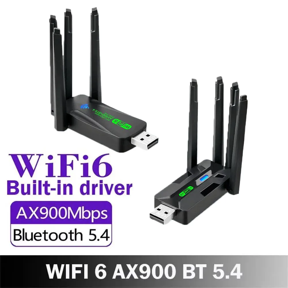 

New AX942 WiFi 6 Bluetooth 5.4 USB Adapter 2in1 Dongle 2.4G&5GHz With 4 Antenna Network Wireless Receiver For Windows
