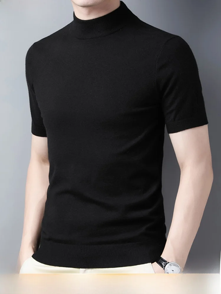 

Eordos Men's Knitted Wool T-irt ort Sve Thin f High Collar mid Young Autumn Faion Ci Sle Soft Warm Breathable