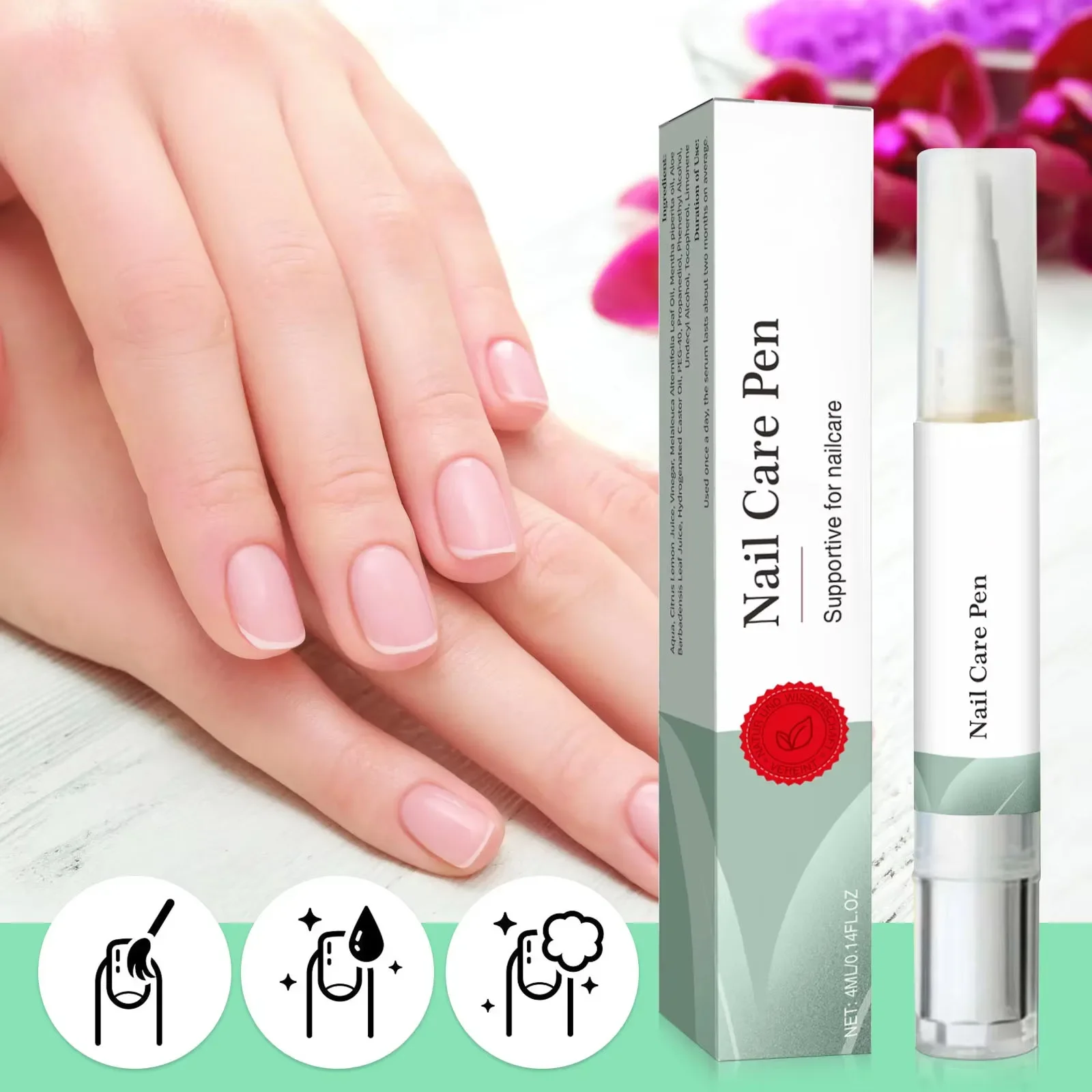 Penna per la cura delle unghie da 4 ml – Rafforza, idratare e ripara le unghie secche, debole con formula antiossidante e oli naturali