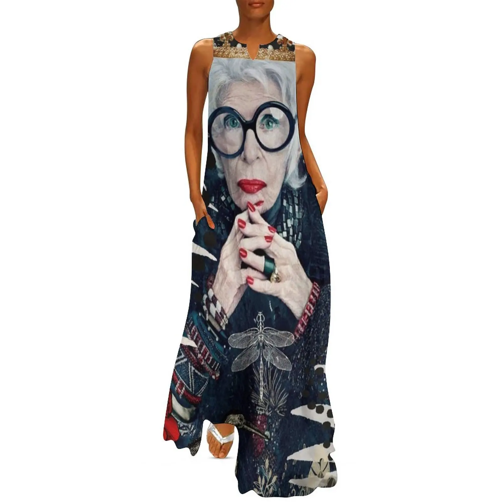 Iris Apfel Long Dress Elegant gown Women's summer skirt