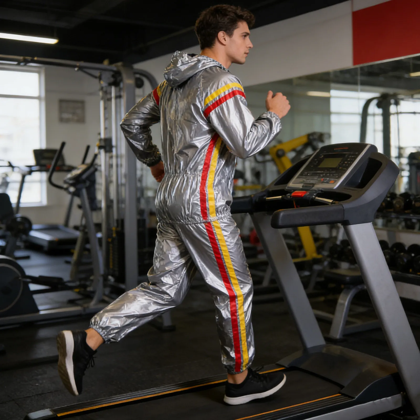 

1 Set Body Sweat Suit Women Sauna Exercise Tracksuit Set Elastic Closures Collar Waist Ankles Fitness Sweat Clothing for Gym