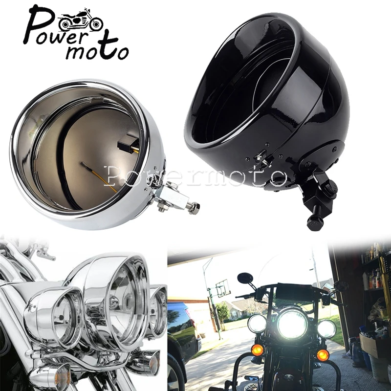 

For Cruiser Chopper Bobber Cafe Racer Custom 1986-2014 Universal 7 inch Headlight Bucket Retro Shell Cover Steel Accessorie