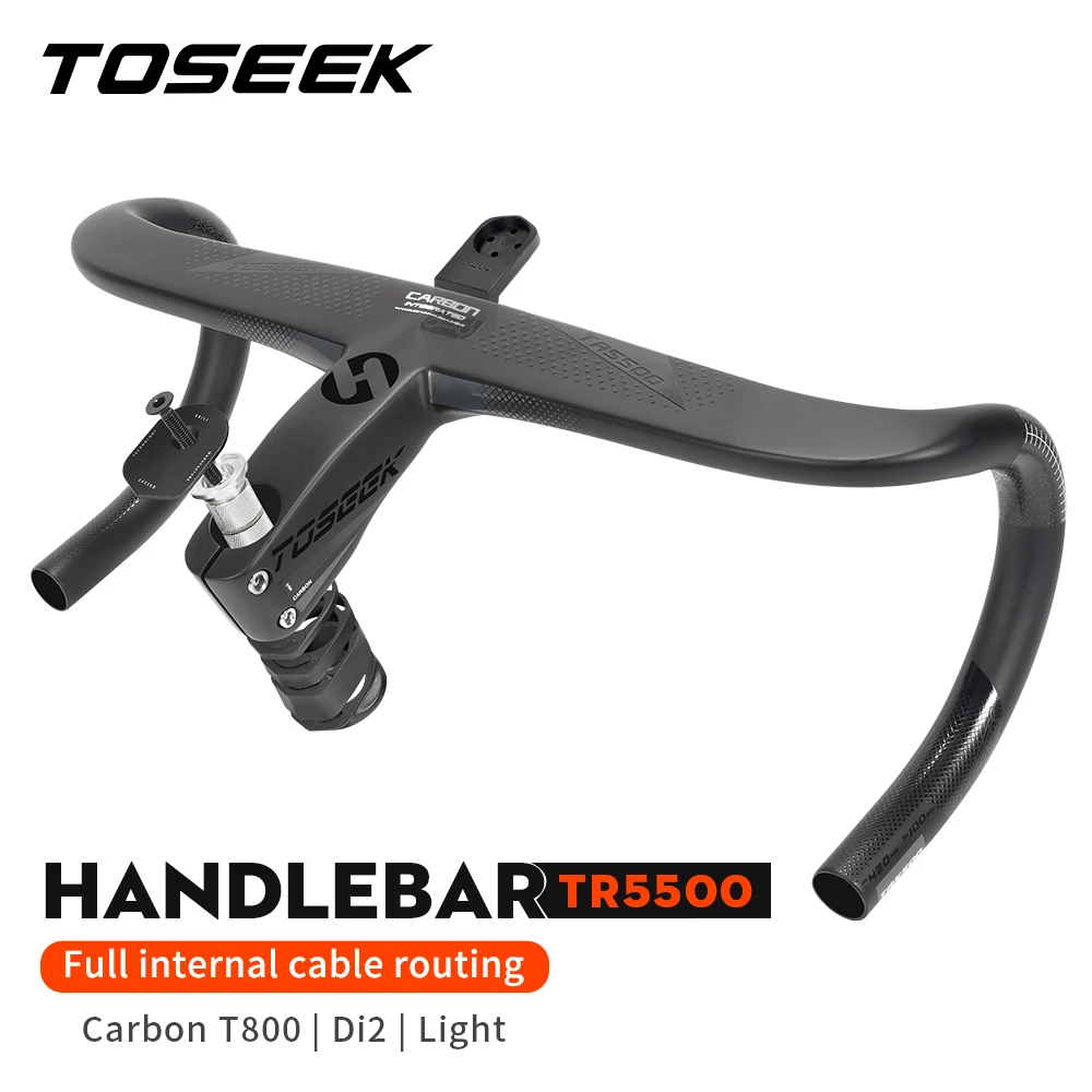 TOSEEK TR5500 Full Internal Cable Routing Road Bicycle Handlebar T800 Carbon Integrated Handlebar Di2 With Bike Computer Holder