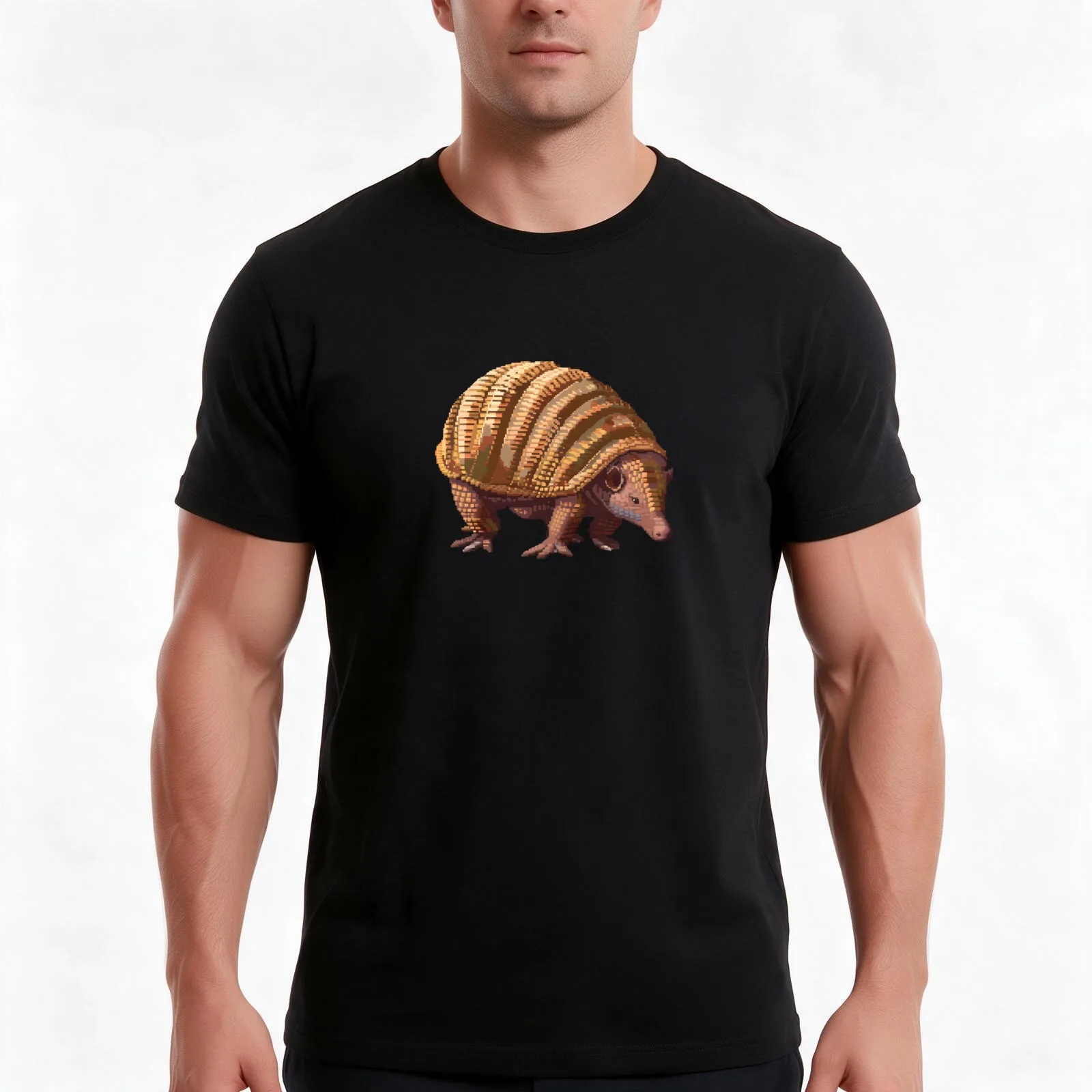 Pixelated Armadillo Artistry T-Shirt Summer Casual Cotton Tee Oversized Streetwear Tops Vintage Graphic Print 100% Cotton