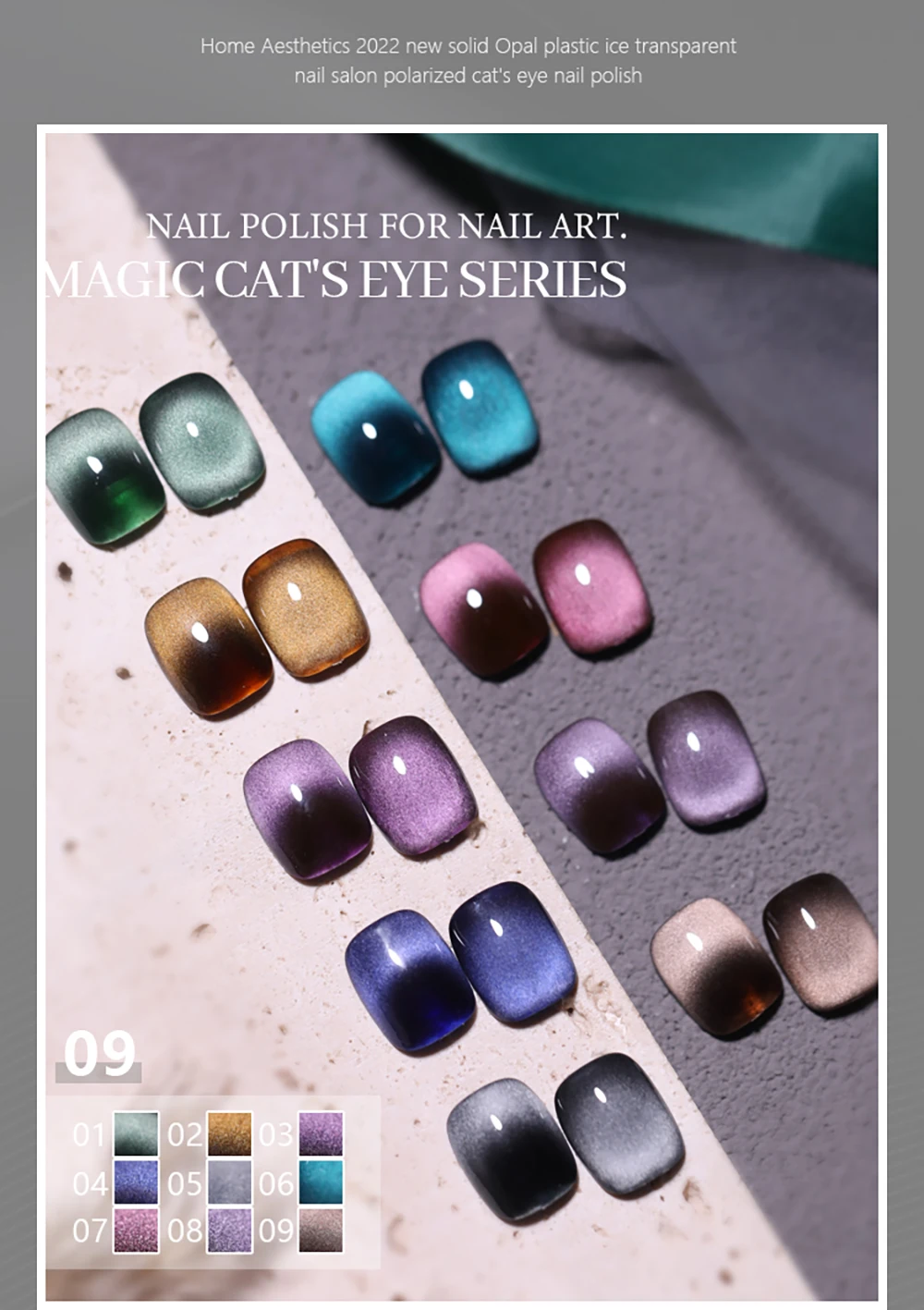 Vendeeni 9 Farben Katzenaugen-Gel-Nagellack Magnetischer UV-LED-Soak-Off-Gel-Lack Semi-Permanenter Kristall-Katzenaugen-Gel-Lack 15ml – Detail 8