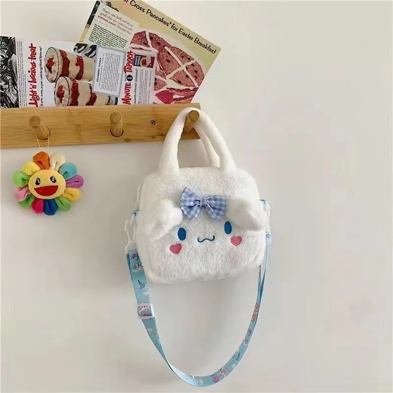 2024 Kawaii HelloKittys Plush Bag Cartoon Kuromi My Melody Portable Handbag Crossbody Cosmetic Storage Bag Women Girls Gift