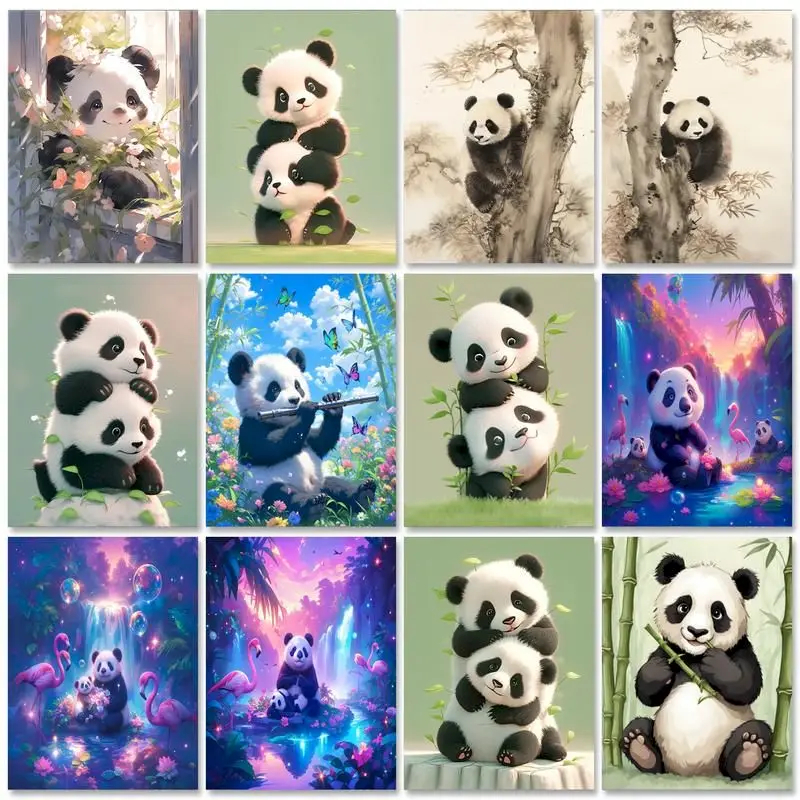 

GATYZTORY Paint By Numbers Panda Drawing On Canvas HandPainted Art Pictures By Number Animals Kits Home Decoration DIY Gift