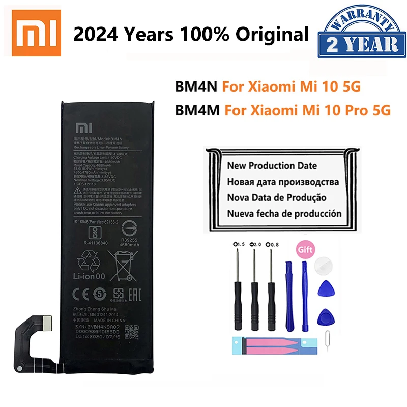 

100% Original Battery BM4M BM4N For Xiaomi Mi 10 Pro 5G Xiaomi 10Pro Mi10 5G Genuine Phone Replacement Bateria Batteries