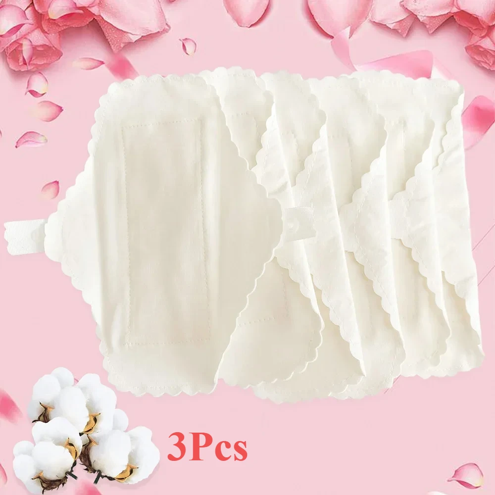 3pcs Cotton Reusable Thin Sanitary Pads Leakproof Washable Women Panty Liner Hygiene Menstrual Pad Non Allergic Non Slip 18cm