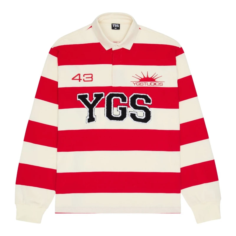 

Рубашка-поло Y2K в стиле ретро с длинными рукавами в полоску YGS Рубашка-поло с вышивкой в стиле Харадзюку Хип-хоп Модная уличная одежда Унисекс Негабаритный топ