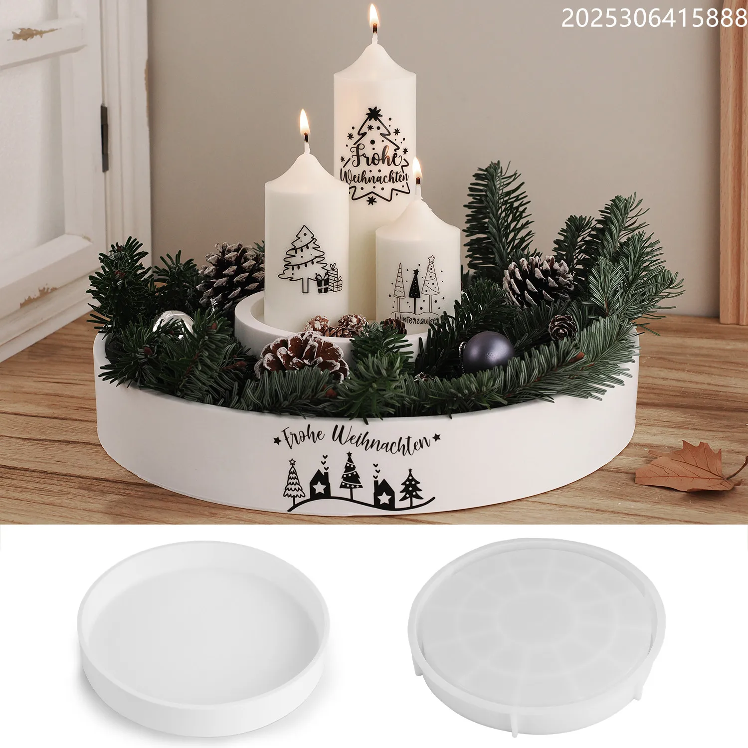 

Рождественская форма для центра, большой 31 см, поднос для эпоксидной смолы, цемента, сделай сам, чаша для свечей, праздничный праздничный домашний декор, силиконовая форма