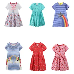Jumping Meters Girls Party Dresses Fashion Embroidery Fashion Birthday Kids New Year Clothes Children's Summer Frocks Costume