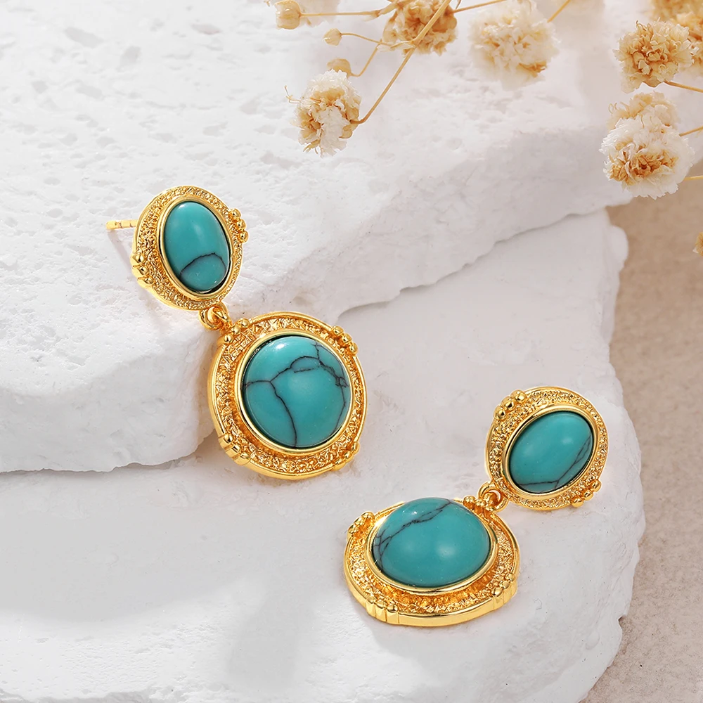 Vintage Turquoise Drop Earring - Ethnic Boho Fashion 评论和价格