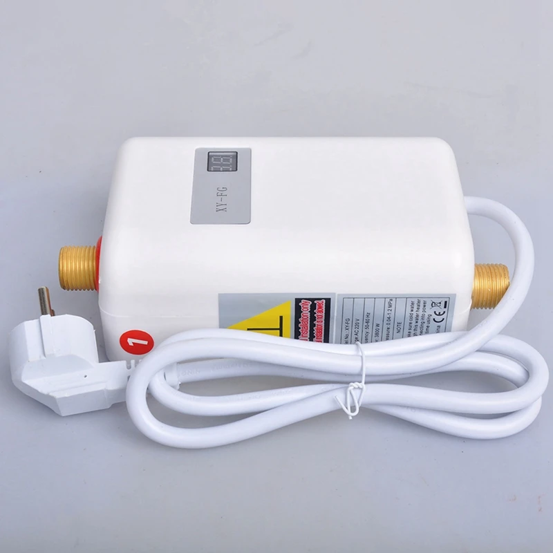 Instant Water Heater 3800W Mini Electric Tankles Hot Water Heater Digital Display For Bathroom Kitchen Washing EU Plug