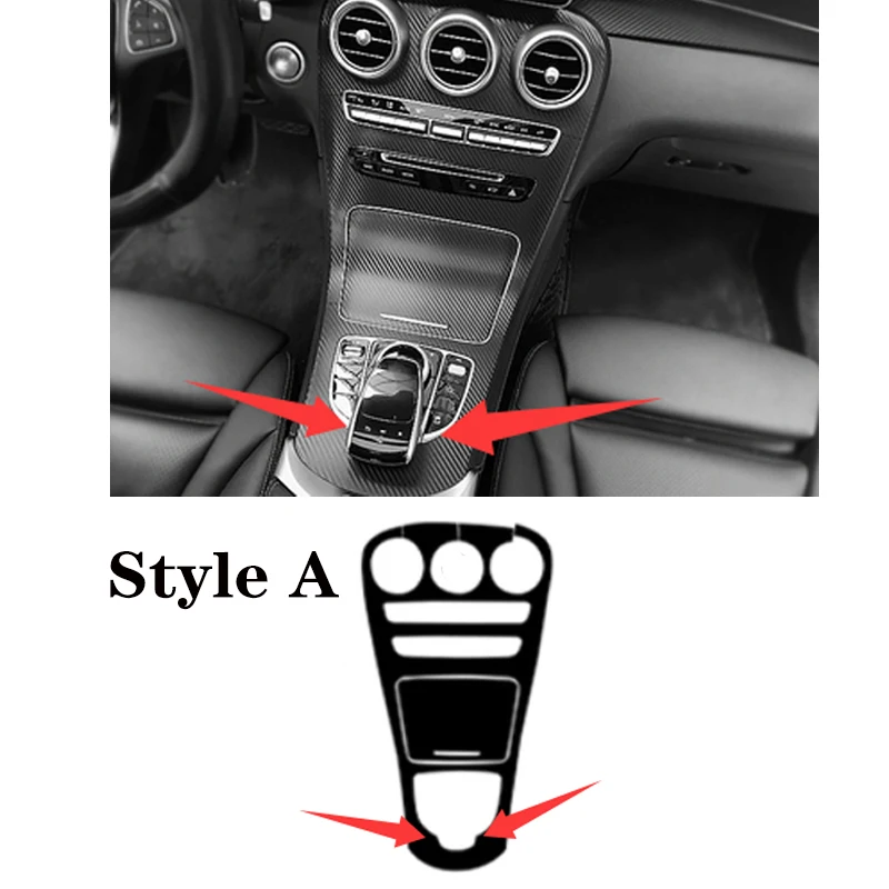 Interieurdecoratie sticker van carbon fiber voor Mercedes-Benz C-Klasse GLC W205 X253 2015-2021, centrale bediening, versnellingspook, deurpaneel