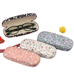 1PC Chinese Style Glasses Case Cotton Cloth Floral Folding Glasses Box Portable Accessories Zipper Bag16.5*6.5*3.5cm