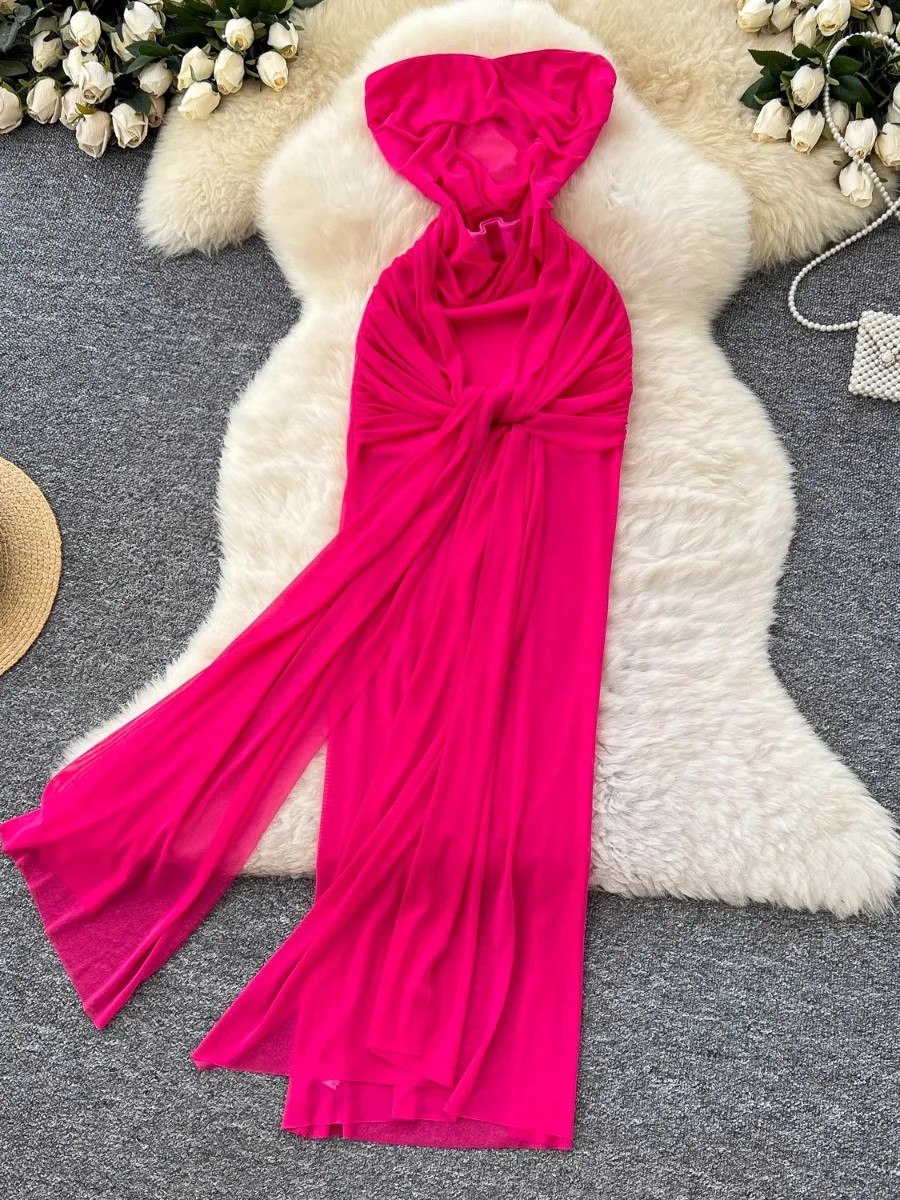 Foamlina Abito tubolare senza maniche con ritaglio sexy Abito estivo da donna con cinturino in puro desiderio in vita slim fit per le vacanze