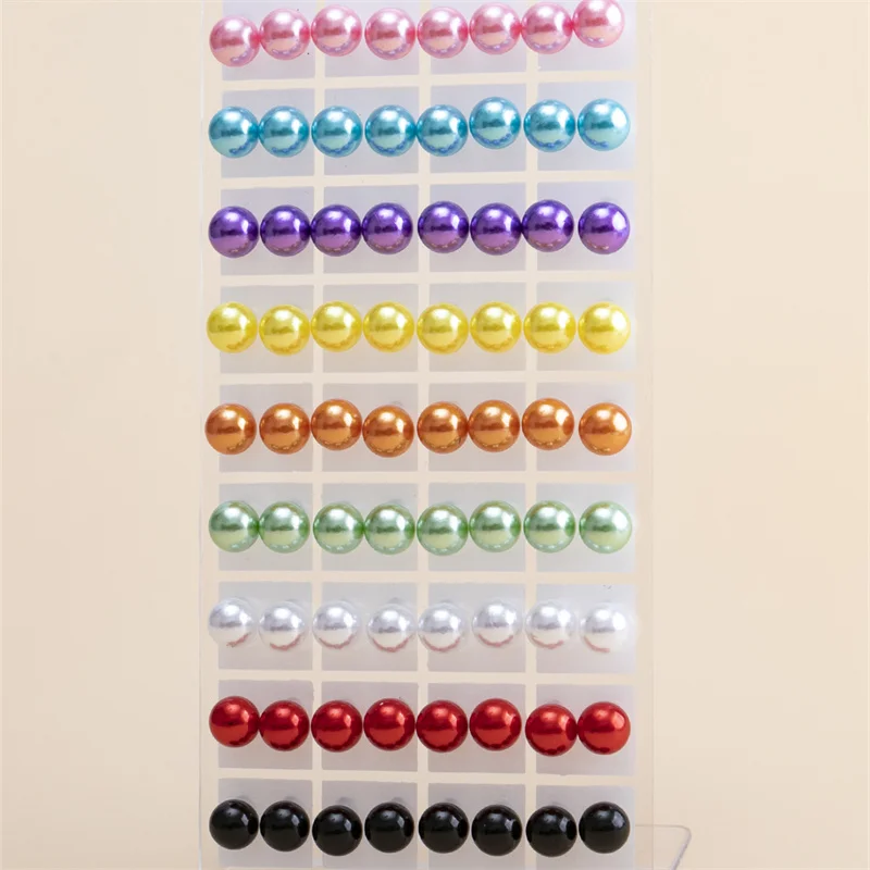 New 36Pairs/Set Colorful Imitation Pearl Stud Earrings For Women Round Ball Earring Fashion Jewelry 6 8 10mm Bead