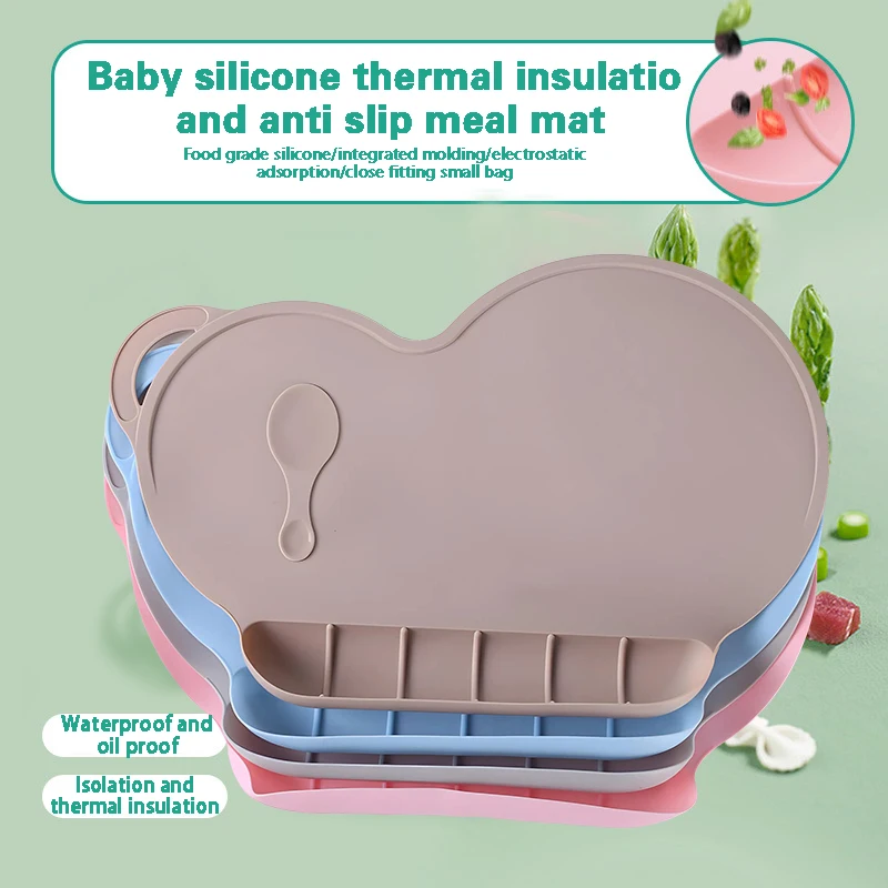 

Silicone One-piece Placemat Cloudy with Pocket Baby Silicone Dinner Plate Suction Bowl Children's Tableware