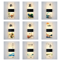 Original Design LED Indoor Wall Lamp Acrylic Featured Chinese Idiom Style Plant Printing Wall Light 6W Living Room Bedside Light