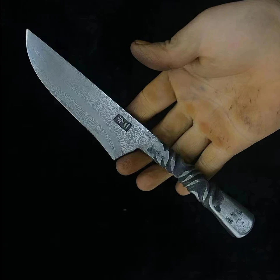 

BUER 6 Inch Utility Knife Handmade Damascus Steel Blade Razor Sharp Cleaver Barbecue Slicing Paring All-in-one Kitchen Knife