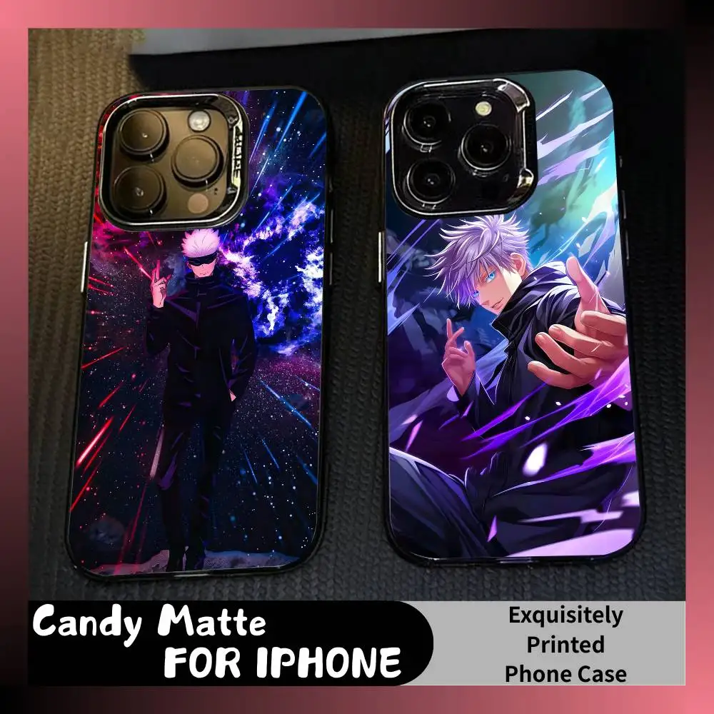 

Anime JJK S-G-GoJo Printed Phone Case For iPhone 16 17 15 14 12 13 Pro Max Black Candy Matte Shockproof Cover