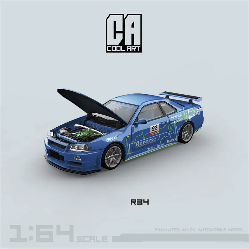 

COOL ART 1:64 GTR R34 Blue#92 Limited999 Diecast Collector's Vehicle Model Car