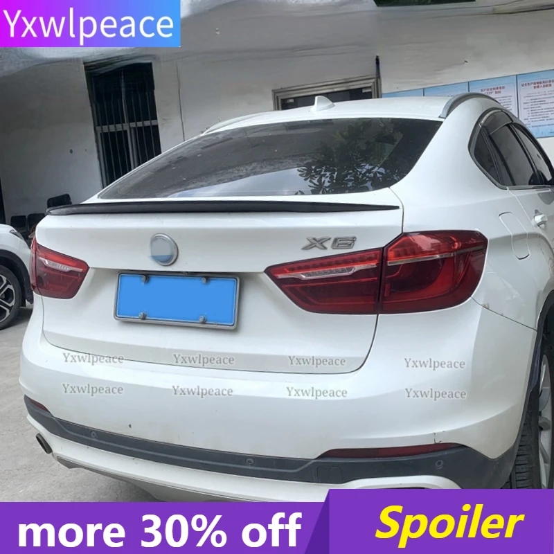 

For BMW X6 F16 2015 2016 2017 2018 2019 Spoiler ABS Gloss Black Carbon Fiber Look Car Rear Trunk Lip Spoiler Wing