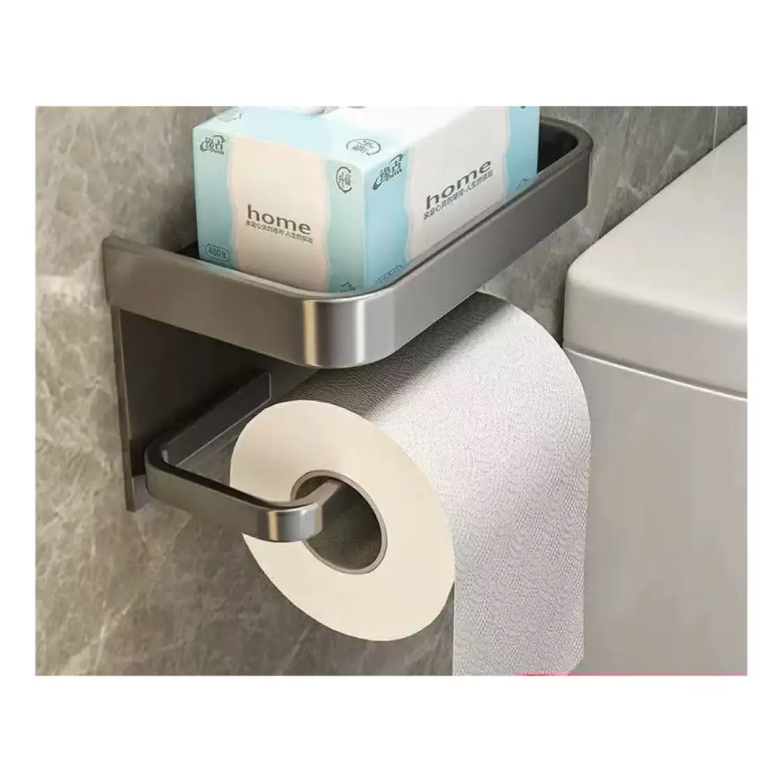 Toilet Paper Roll holder With Shelf Aluminum Toilet Paper dispenser No Drill Tissue hanger Toilet Bathroom Accessories image 5