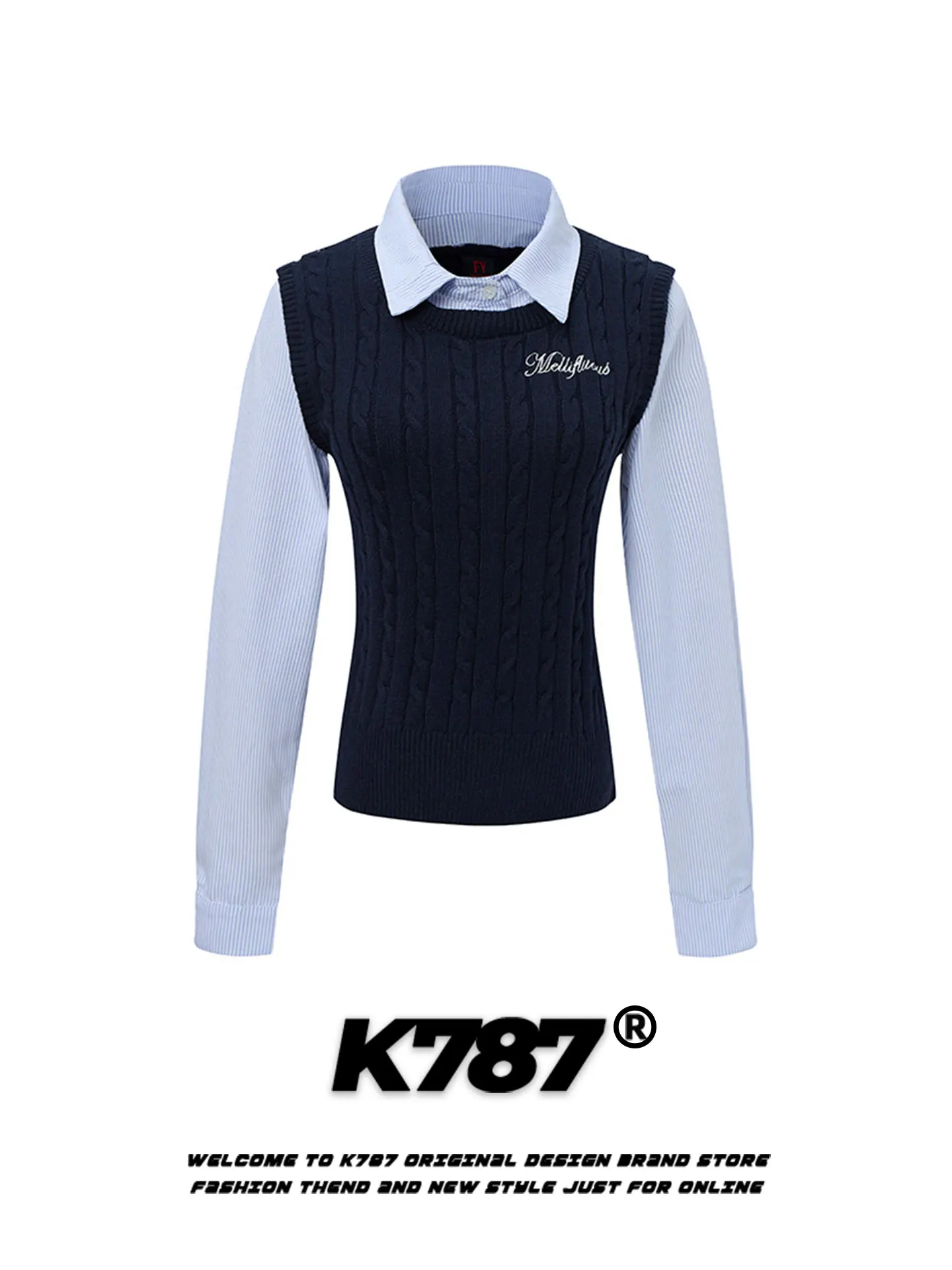 

K787 Американский ретро-свитер с вышивкой букв, женский, укороченный, вязаный, облегающий, в уличном стиле, для молодых девушек