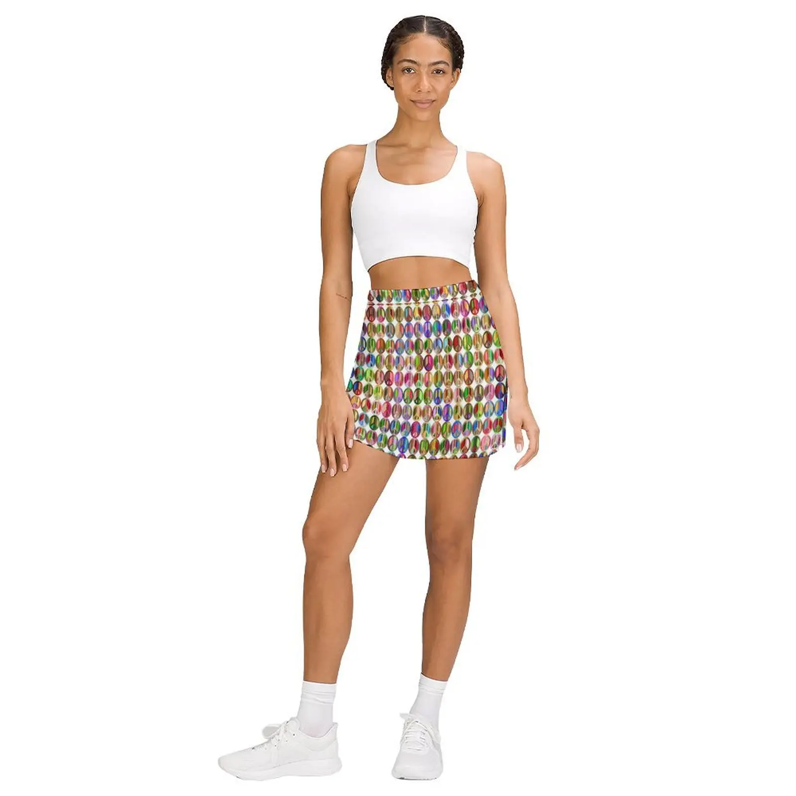 70's Peace Sign Hippie Colorful Abstract Pattern Mini Skirt Women's skirt dress elegant social women's skirts