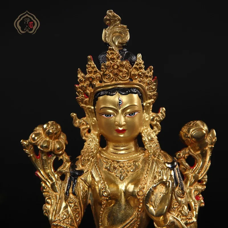 Tibetan-style items Bronze Buddha statue 7inch Mother Goddess of Bliss Nepalese craft Buddhist hall ornaments