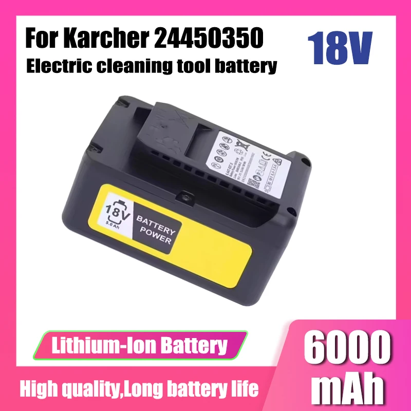 18V lithium-ion battery with LCD display, for Karcher electric cleaning tool battery replacement, 24450350