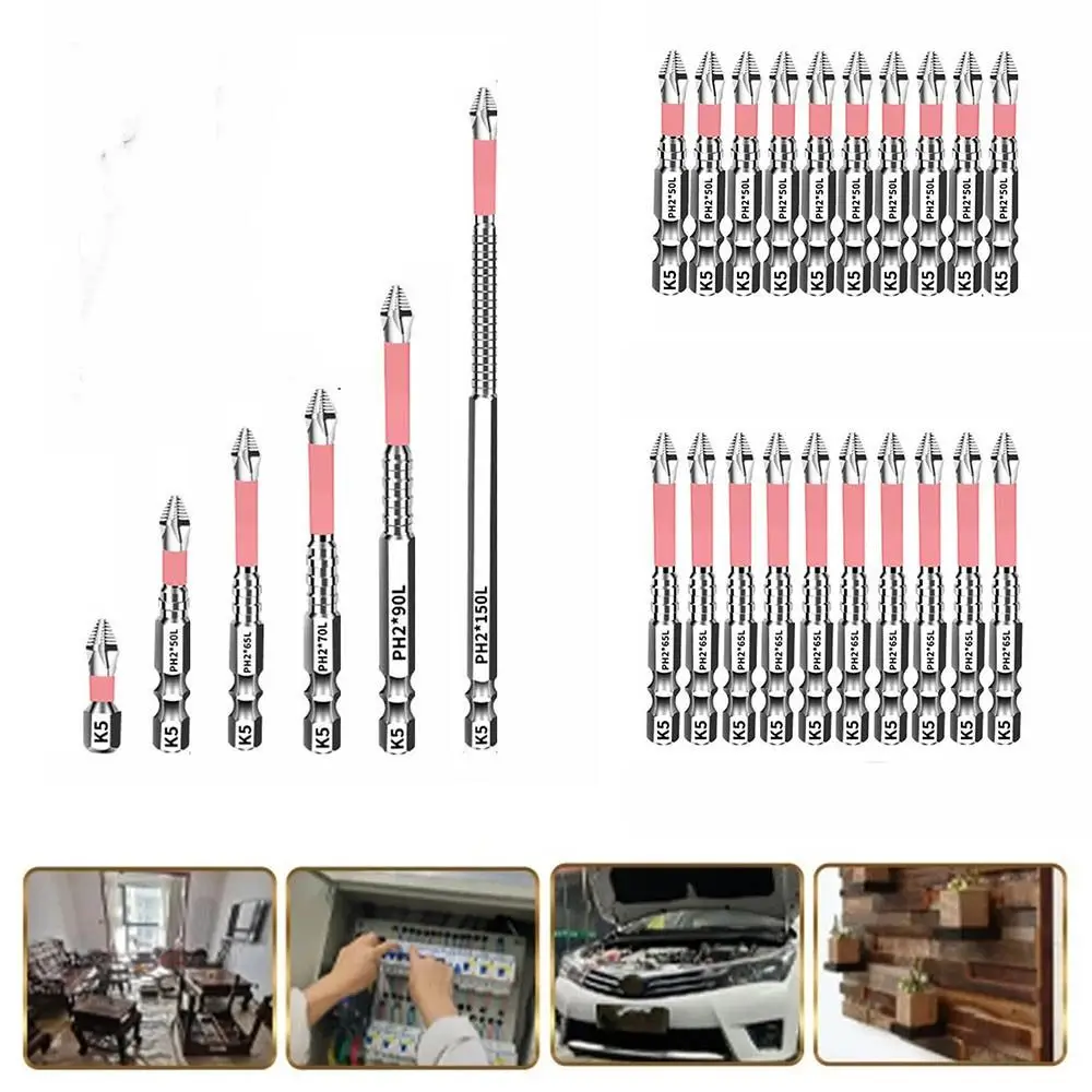 

6/10pcs Anti-Slip Magnetic Screwdriver Bit Impact Resistant High Hardness Batch Head Hexagonal Handle High Torque