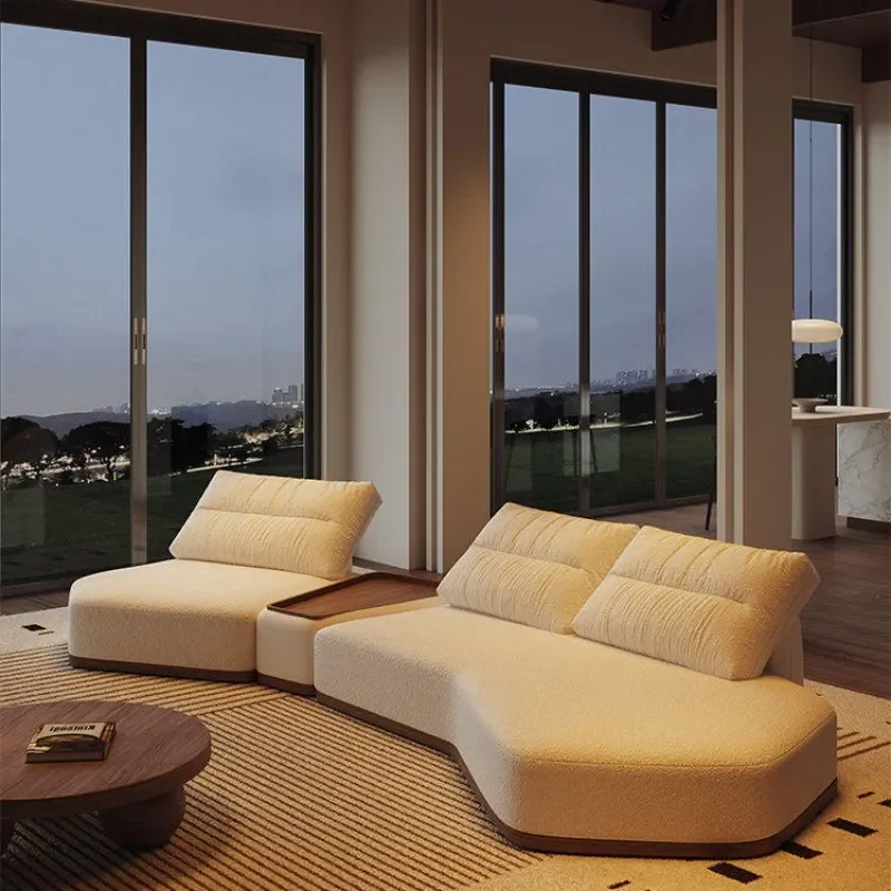  Modern Wabi Blast Solid Wood Floor Living Room Sofa Designer Curved Special-shaped Island Module Combination
