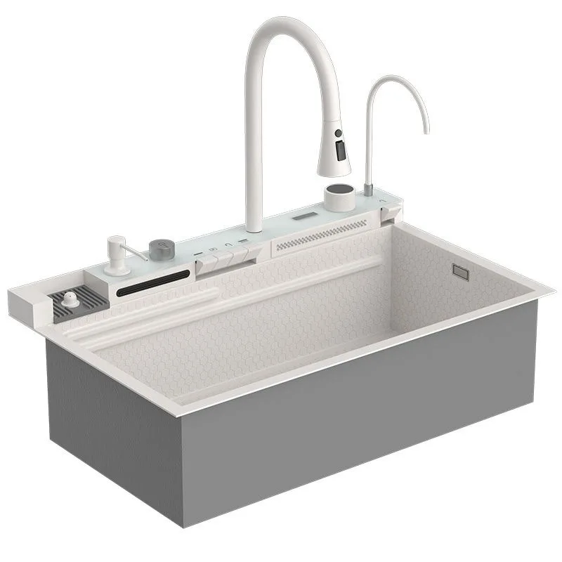 

White Gold Black New Drainage Left Right Digital Display Fly Rain Kitchen Sink Waterfall Large Single Sink 304 Stainless Steel